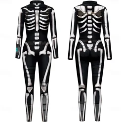 Skeleton Skull Halloween Cosplay Costume Party Costume Bodysuits Carnival Costume Full Body Suit One Piece Scary Costume Kid's Adults' Women's Carnival Masquerade Mardi Gras Performance Party Easy