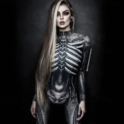 Skeleton Skull Halloween Cosplay Costume Bodysuits Carnival Costume Full Body Suit Cosplay Kid's Adults' Women's Carnival Masquerade Mardi Gras Performance Party Halloween Easy Halloween Costumes