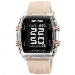 SKMEI 2409 Waterproof Electronic Watch Luxury Outdoor Countdown Stopwatch Digital Wristwatch For Man Women Calendar Led Light Silicone Watch