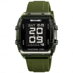 SKMEI 2409 Waterproof Electronic Watch Luxury Outdoor Countdown Stopwatch Digital Wristwatch For Man Women Calendar Led Light Silicone Watch