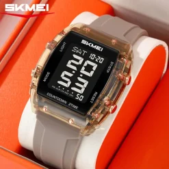 SKMEI 2409 Waterproof Electronic Watch Luxury Outdoor Countdown Stopwatch Digital Wristwatch For Man Women Calendar Led Light Silicone Watch