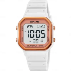 SKMEI Ins Wind Square Multi functional Waterproof Electronic Watch for Male and Female Students