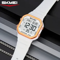 SKMEI Ins Wind Square Multi functional Waterproof Electronic Watch for Male and Female Students