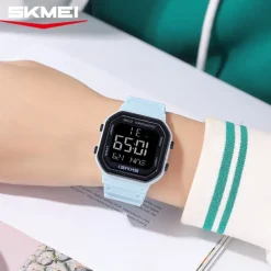 SKMEI Ins Wind Square Multi functional Waterproof Electronic Watch for Male and Female Students