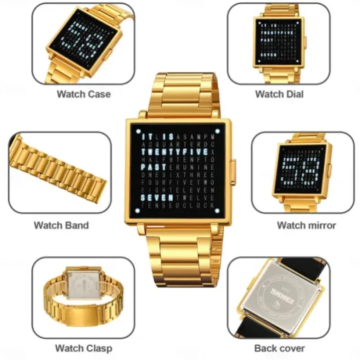 SKMEI Men Digital Watch Fashion Casual Wristwatch Calendar Waterproof Decoration Steel Leather Watch
