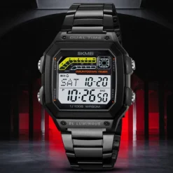 SKMEI Men Digital Watch Fashion Casual Business Wristwatch Luminous Stopwatch Alarm Clock Countdown Steel TPU Watch