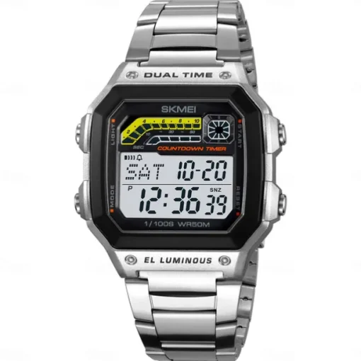 SKMEI Men Digital Watch Fashion Casual Business Wristwatch Luminous Stopwatch Alarm Clock Countdown Steel TPU Watch