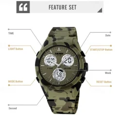 SKMEI Men Digital Watch Fashion Casual Wristwatch Luminous Stopwatch Alarm Clock Countdown TPU Watch