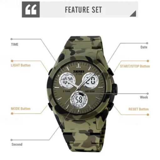SKMEI Men Digital Watch Fashion Casual Wristwatch Luminous Stopwatch Alarm Clock Countdown TPU Watch