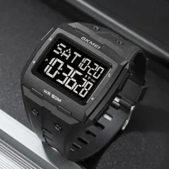 SKMEI Men Digital Watch Outdoor Sports Fashion Wristwatch Luminous Stopwatch Alarm Clock Countdown TPU Watch