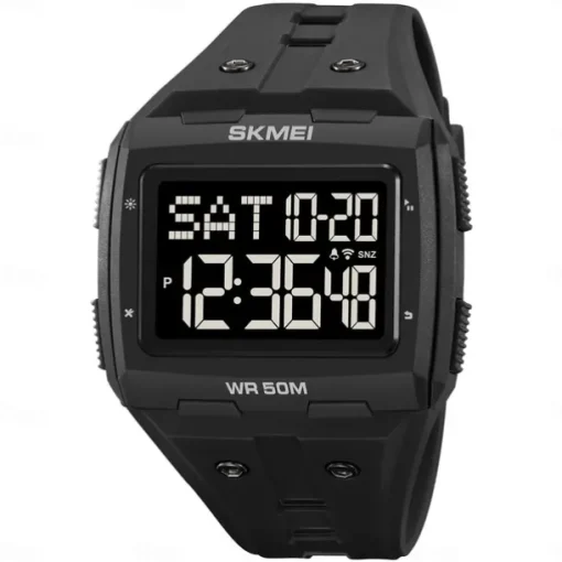 SKMEI Men Digital Watch Outdoor Sports Fashion Wristwatch Luminous Stopwatch Alarm Clock Countdown TPU Watch