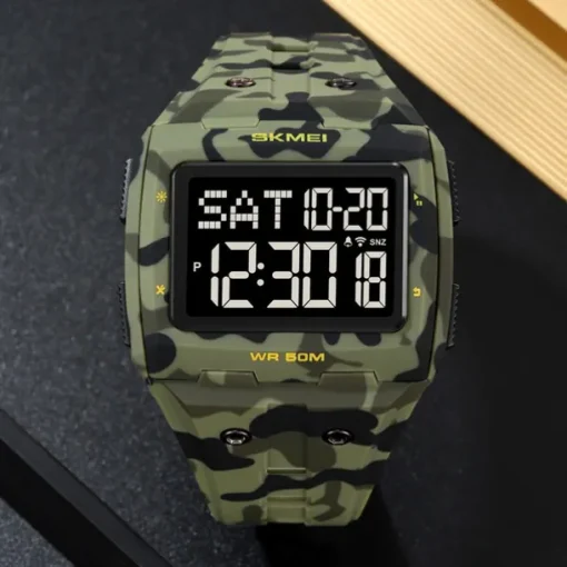 SKMEI Men Digital Watch Outdoor Sports Fashion Wristwatch Luminous Stopwatch Alarm Clock Countdown TPU Watch