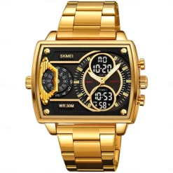 SKMEI Men Digital Watch Outdoor Sports Fashion Wristwatch Luminous Stopwatch Alarm Clock Countdown Steel Leather Watch