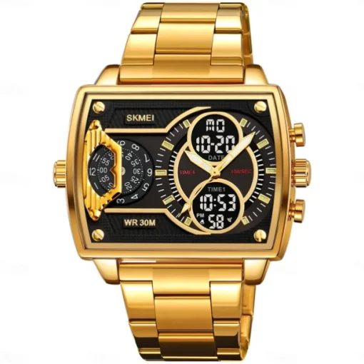 SKMEI Men Digital Watch Outdoor Sports Fashion Wristwatch Luminous Stopwatch Alarm Clock Countdown Steel Leather Watch