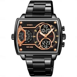 SKMEI Men Digital Watch Outdoor Sports Fashion Wristwatch Luminous Stopwatch Alarm Clock Countdown Steel Leather Watch