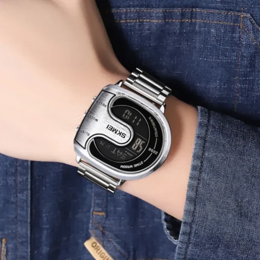 SKMEI Men Digital Watch Outdoor Fashion Casual Wristwatch Luminous Stopwatch Alarm Clock Countdown Steel Watch