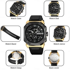 SKMEI Men Digital Watch Outdoor Sports Fashion Casual Luminous Stopwatch Alarm Clock Countdown TPU Watch