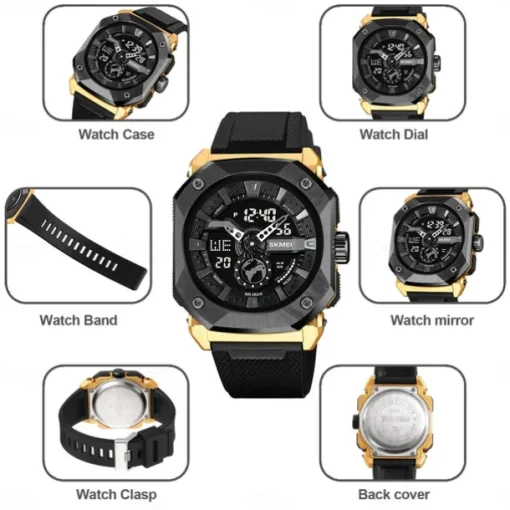 SKMEI Men Digital Watch Outdoor Sports Fashion Casual Luminous Stopwatch Alarm Clock Countdown TPU Watch