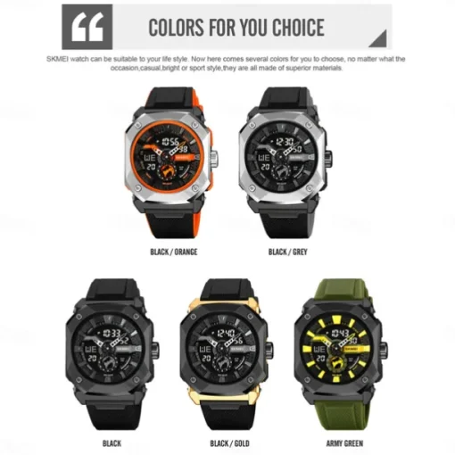 SKMEI Men Digital Watch Outdoor Sports Fashion Casual Luminous Stopwatch Alarm Clock Countdown TPU Watch