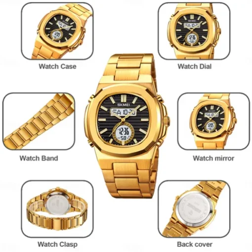 SKMEI Men Digital Watch Outdoor Sports Fashion Casual Luminous Stopwatch Alarm Clock Countdown Steel Watch