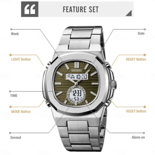SKMEI Men Digital Watch Outdoor Sports Fashion Casual Luminous Stopwatch Alarm Clock Countdown Steel Watch