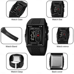SKMEI Men Digital Watch Sports Fashion Casual Wristwatch Luminous Stopwatch Alarm Clock Date Week TPU Watch
