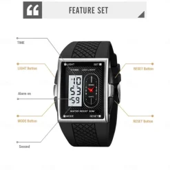 SKMEI Men Digital Watch Sports Fashion Casual Wristwatch Luminous Stopwatch Alarm Clock Date Week TPU Watch