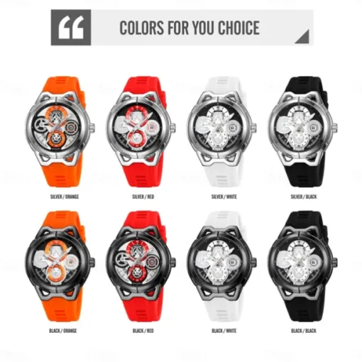 SKMEI Men Quartz Watch Outdoor Sports Fashion Wristwatch Luminous Calendar Waterproof Decoration Silicone Gel Watch
