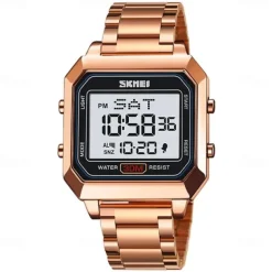 SKMEI Men's Electronic Square Steel Band Student Multi functional Sports Waterproof Night Glow Electronic Watch 2149