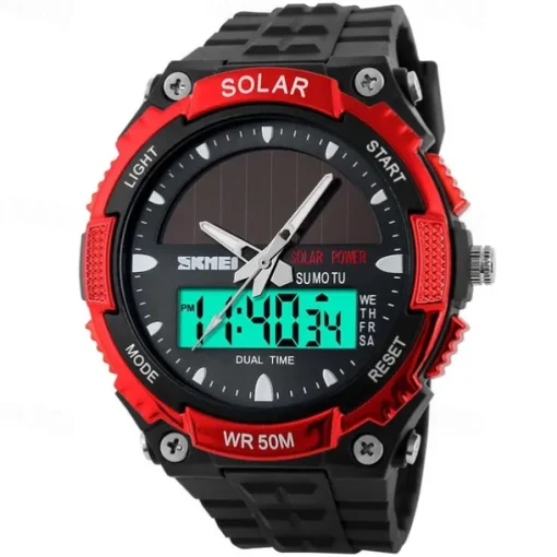 SKMEI Mens Sports Watches Solar Digital LED Military Mens Wrist Watch Fashion Casual Electronics Chronograph Rubber Wristwatches Male Clock reloj hombre