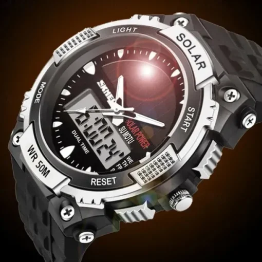 SKMEI Mens Sports Watches Solar Digital LED Military Mens Wrist Watch Fashion Casual Electronics Chronograph Rubber Wristwatches Male Clock reloj hombre