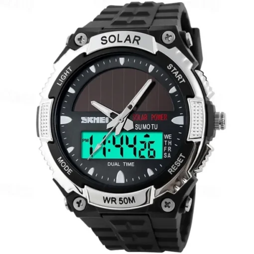 SKMEI Mens Sports Watches Solar Digital LED Military Mens Wrist Watch Fashion Casual Electronics Chronograph Rubber Wristwatches Male Clock reloj hombre