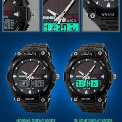 SKMEI Mens Sports Watches Solar Digital LED Military Mens Wrist Watch Fashion Casual Electronics Chronograph Rubber Wristwatches Male Clock reloj hombre