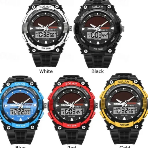 SKMEI Mens Sports Watches Solar Digital LED Military Mens Wrist Watch Fashion Casual Electronics Chronograph Rubber Wristwatches Male Clock reloj hombre