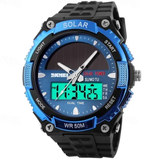 SKMEI Mens Sports Watches Solar Digital LED Military Mens Wrist Watch Fashion Casual Electronics Chronograph Rubber Wristwatches Male Clock reloj hombre