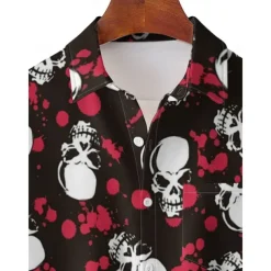Skull Men's Printed Shirts Hawaiian Going out Weekend Spring & Summer Shirt Collar Short Sleeves Green M L XL Terylene Shirt Normal