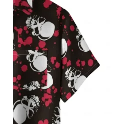 Skull Men's Printed Shirts Hawaiian Going out Weekend Spring & Summer Shirt Collar Short Sleeves Green M L XL Terylene Shirt Normal