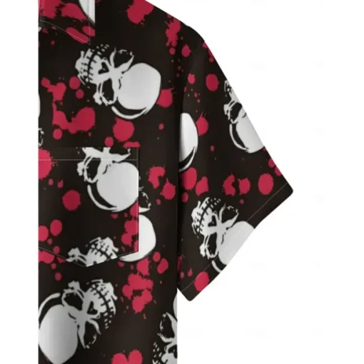 Skull Men's Printed Shirts Hawaiian Going out Weekend Spring & Summer Shirt Collar Short Sleeves Green M L XL Terylene Shirt Normal
