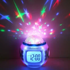 Sky Projector Star Light Music Alarm Clock for Children Color-Changing Birthday Gift AAA Batteries Powered