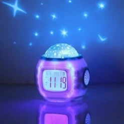 Sky Projector Star Light Music Alarm Clock for Children Color-Changing Birthday Gift AAA Batteries Powered