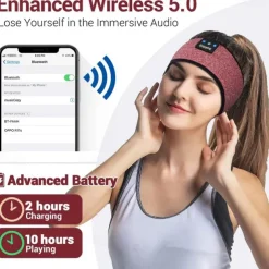 Sleep Headphones Bluetooth Headband Wireless Music Eye Mask Thin Stereo Speakers Mic Handsfree Music Earbuds for Side Sleepers Running Insomnia Travel Yoga Sleeping Band