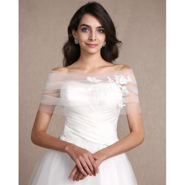 Sleeveless Shrugs Tulle Wedding / Party Evening Women's Wrap With Appliques