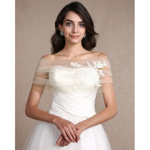 Sleeveless Shrugs Tulle Wedding / Party Evening Women's Wrap With Appliques