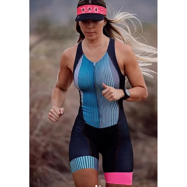 Sleeveless Triathlon Tri Suit Black Bike Quick Dry Breathable Sports Lines / Waves Clothing Apparel