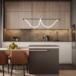 Slim Linear Pendant Light Metal Long Tube Hanging Lights with Silicone Hose Shade LED Suspension Lamp Black Flute Drop Lamps 110-240V