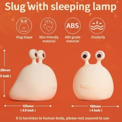 Slug Night Light Nursery Squishy Lamp Silicone Night Light for Breastfeeding Cute Animal Bedside Lamp for Baby Kids Teens Soft Nightlight with Touch Sensor for Bedroom