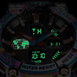 Smael New Alloy Colorful Gradient Men'S Electronic Quartz Sports Leisure Decoration Night Light Waterproof Calendar Display Alarm Clock Men'S Watch