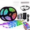 Smart 5050 LED Strip Lights Bluetooth WIFI App RGB Controlled Music Sync 10M 33ft Christmas Home Kitchen TV Party 300SMD with 24-Key Controller