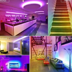 Smart 5050 LED Strip Lights Bluetooth WIFI App RGB Controlled Music Sync 10M 33ft Christmas Home Kitchen TV Party 300SMD with 24-Key Controller