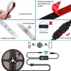 Smart 5050 LED Strip Lights Bluetooth WIFI App RGB Controlled Music Sync 10M 33ft Christmas Home Kitchen TV Party 300SMD with 24-Key Controller